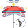 AMMSUN 7ft Heavy Duty High Wind Beach Umbrella Parasols with sand anchor & Tilt Sun Shelter, UPF 50+ Protection Outdoor Sunshade Umbrellas Carry Bag for Patio Garden Pool Backyard Multicolor(Red Solstice)