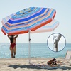 AMMSUN 7ft Heavy Duty High Wind Beach Umbrella Parasols with sand anchor & Tilt Sun Shelter, UPF 50+ Protection Outdoor Sunshade Umbrellas Carry Bag for Patio Garden Pool Backyard Multicolor(Caribbean Twilight)