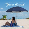 AMMSUN 7ft Heavy Duty High Wind Beach Umbrella Parasols with sand anchor & Tilt Sun Shelter, UPF 50+ Protection Outdoor Sunshade Umbrellas Carry Bag for Patio Garden Pool Backyard Multicolor(Solid Navy)