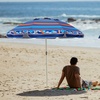 AMMSUN 7ft Heavy Duty High Wind Beach Umbrella Parasols with sand anchor & Tilt Sun Shelter, UPF 50+ Protection Outdoor Sunshade Umbrellas Carry Bag for Patio Garden Pool Backyard Multicolor(Blue Orange)