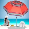 AMMSUN 7ft Heavy Duty High Wind Beach Umbrella Parasols with sand anchor & Tilt Sun Shelter, UPF 50+ Protection Outdoor Sunshade Umbrellas Carry Bag for Patio Garden Pool Backyard Multicolor(Red Solstice)