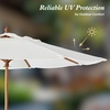 AMMSUN 8.5ft Boho Wood Patio Umbrella Market Umbrellas with Pulley Lift | Premium Heavy Duty Frame with Wood Pole & Ribs,UPF 50+,Air Vent,Fancy for Garden, Pool, Beach, Events, Backyards & Outdoors