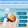 AMMSUN Beach Umbrella Sand Anchor Heavy Duty Outdoor Umbrellas Auger Base | 2 Pack, with 5 Spiral Screw, Safe Umbrella Holder Stand Ideal for Strong Winds White, Universal & One Size Fits Most(white & blue)