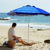 AMMSUN Beach Umbrellas for Sand Heavy Duty Wind Portable, 6.5ft | Sand Anchor, UV 50+ Protection, Includes Carry Bag, Push Button Tilt, Lightweight, Easy Setup, Silence Blue(Silence Blue)