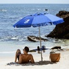 AMMSUN Beach Umbrellas for Sand Heavy Duty Wind Portable, 6.5ft | Sand Anchor, UV 50+ Protection, Includes Carry Bag, Push Button Tilt, Lightweight, Easy Setup, Silence Blue(Blue Paint)