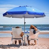 AMMSUN Beach Umbrellas for Sand Heavy Duty Wind Portable, 6.5ft | Sand Anchor, UV 50+ Protection, Includes Carry Bag, Push Button Tilt, Lightweight, Easy Setup, Silence Blue(Blue Paint)
