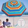 AMMSUN Beach Umbrellas for Sand Heavy Duty Wind Portable, 6.5ft | Sand Anchor, UV 50+ Protection, Includes Carry Bag, Push Button Tilt, Lightweight, Easy Setup, Silence Blue(Active Sunfire)
