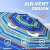 AMMSUN Beach Umbrellas for Sand Heavy Duty Wind Portable, 6.5ft | Sand Anchor, UV 50+ Protection, Includes Carry Bag, Push Button Tilt, Lightweight, Easy Setup, Silence Blue(Stripes)