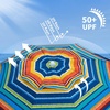 AMMSUN Beach Umbrellas for Sand Heavy Duty Wind Portable, 6.5ft | Sand Anchor, UV 50+ Protection, Includes Carry Bag, Push Button Tilt, Lightweight, Easy Setup, Silence Blue(Active Sunfire)
