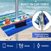 AMMSUN Beach Umbrellas for Sand Heavy Duty Wind Portable, 6.5ft | Sand Anchor, UV 50+ Protection, Includes Carry Bag, Push Button Tilt, Lightweight, Easy Setup, Silence Blue(Stripes)