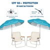 AMMSUN Chair Umbrella with Universal Clamp Adjustable 47 inches and 360° Swivel & UPF 50+ Protection Portable Sun Umbrella, Secure Clip on Camping/Beach Chairs, Stroller, Wheelchair, Golf cart, Lounger, Grey, Large-sized(Light Blue-2 PACK)