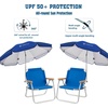 AMMSUN Chair Umbrella with Universal Clamp Adjustable 47 inches and 360° Swivel & UPF 50+ Protection Portable Sun Umbrella, Secure Clip on Camping/Beach Chairs, Stroller, Wheelchair, Golf cart, Lounger, Grey, Large-sized(Blue-2 PACK)