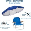 AMMSUN Chair Umbrella with Universal Clamp Adjustable 47 inches and 360° Swivel & UPF 50+ Protection Portable Sun Umbrella, Secure Clip on Camping/Beach Chairs, Stroller, Wheelchair, Golf cart, Lounger, Grey, Large-sized(Blue)