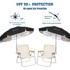 AMMSUN Chair Umbrella with Universal Clamp Adjustable 47 inches and 360° Swivel & UPF 50+ Protection Portable Sun Umbrella, Secure Clip on Camping/Beach Chairs, Stroller, Wheelchair, Golf cart, Lounger, Grey, Large-sized(Black-2 PACK)