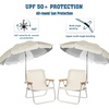 AMMSUN Chair Umbrella with Universal Clamp Adjustable 47 inches and 360° Swivel & UPF 50+ Protection Portable Sun Umbrella, Secure Clip on Camping/Beach Chairs, Stroller, Wheelchair, Golf cart, Lounger, Grey, Large-sized(Light Beige-2 PACK)