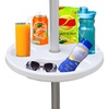 AMMSUN 13″ Portable Beach Umbrella Table Tray Teal | for Beach, Patio, Garden, Swimming Pool with Cup Drinks Holders, Snack Compartments(A White)