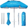 AMMSUN 6ft Folded Portable Travel Beach Umbrella with Sand Anchor Tilt Air vent UPF 50+UV Protection Fit In Suitcase Compact Foldable Telescopic umbrellas for Patio Garden Beach Pool Blue(6ft Light Blue)