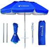 AMMSUN 6ft Folded Portable Travel Beach Umbrella with Sand Anchor Tilt Air vent UPF 50+UV Protection Fit In Suitcase Compact Foldable Telescopic umbrellas for Patio Garden Beach Pool Blue(6ft Navy Blue)