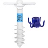 AMMSUN Beach Umbrella Sand Anchor Heavy Duty Outdoor Umbrellas Auger Base | 2 Pack, with 5 Spiral Screw, Safe Umbrella Holder Stand Ideal for Strong Winds White, Universal & One Size Fits Most(white & blue)