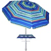 AMMSUN Beach Umbrellas for Sand Heavy Duty Wind Portable, 6.5ft | Sand Anchor, UV 50+ Protection, Includes Carry Bag, Push Button Tilt, Lightweight, Easy Setup, Silence Blue(Stripes)