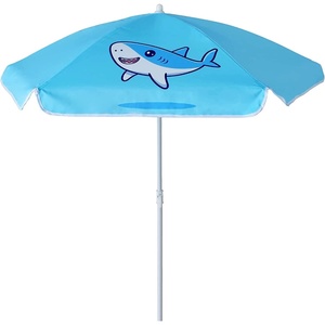 AMMSUN 47″ Kids Beach Umbrella for Sand Box, Picnic, Water Table Shade | 47 inch Seaside Children Umbrella Sun Protection, Durable for beach, camping, garden, and outdoor play, Clown fish(Blue/Shark)