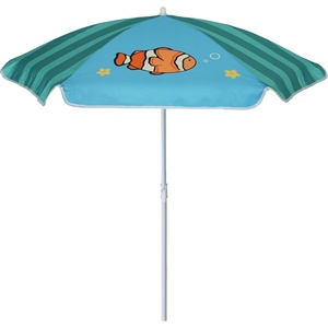 AMMSUN 47″ Kids Beach Umbrella for Sand Box, Picnic, Water Table Shade | 47 inch Seaside Children Umbrella Sun Protection, Durable for beach, camping, garden, and outdoor play, Clown fish(Green)
