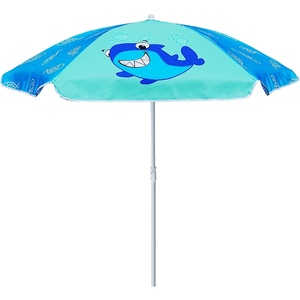 AMMSUN 5ft Kids Beach Umbrella for Picnic, Water Table, Sand Box Sun Shade | Durable Children Seaside Umbrella, UV Protection UPF50+, Ideal for sand play, beach, camping, garden and outdoor fun(5ft Blue Fish&Shark)