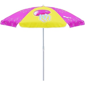 AMMSUN 5ft Kids Beach Umbrella for Picnic, Water Table, Sand Box Sun Shade | Durable Children Seaside Umbrella, UV Protection UPF50+, Ideal for sand play, beach, camping, garden and outdoor fun(5ft Pink Yellow Jellyfish)