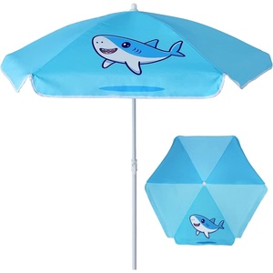 AMMSUN 5ft Kids Beach Umbrella for Picnic, Water Table, Sand Box Sun Shade | Durable Children Seaside Umbrella, UV Protection UPF50+, Ideal for sand play, beach, camping, garden and outdoor fun(5ft Blue Shark)