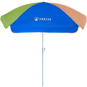 AMMSUN 5ft Kids Beach Umbrella for Picnic, Water Table, Sand Box Sun Shade | Durable Children Seaside Umbrella, UV Protection UPF50+, Ideal for sand play, beach, camping, garden and outdoor fun(5ft Green/Blue)