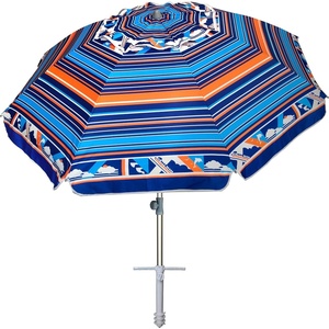 AMMSUN 7ft Heavy Duty High Wind Beach Umbrella Parasols with sand anchor & Tilt Sun Shelter, UPF 50+ Protection Outdoor Sunshade Umbrellas Carry Bag for Patio Garden Pool Backyard Multicolor(Blue Orange)