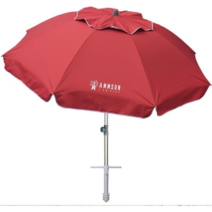 AMMSUN 7ft Heavy Duty High Wind Beach Umbrella Parasols with sand anchor & Tilt Sun Shelter, UPF 50+ Protection Outdoor Sunshade Umbrellas Carry Bag for Patio Garden Pool Backyard Multicolor(Solid Red)