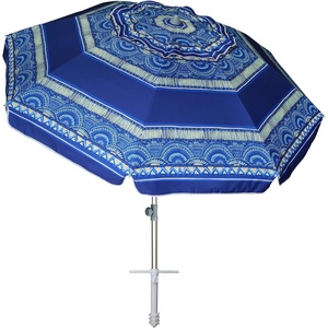 AMMSUN 7ft Heavy Duty High Wind Beach Umbrella Parasols with sand anchor & Tilt Sun Shelter, UPF 50+ Protection Outdoor Sunshade Umbrellas Carry Bag for Patio Garden Pool Backyard Multicolor(Spray Pavilion Blue)