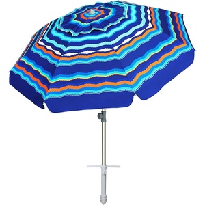 AMMSUN 7ft Heavy Duty High Wind Beach Umbrella Parasols with sand anchor & Tilt Sun Shelter, UPF 50+ Protection Outdoor Sunshade Umbrellas Carry Bag for Patio Garden Pool Backyard Multicolor(Blue Torrent)