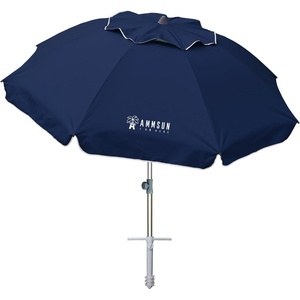 AMMSUN 7ft Heavy Duty High Wind Beach Umbrella Parasols with sand anchor & Tilt Sun Shelter, UPF 50+ Protection Outdoor Sunshade Umbrellas Carry Bag for Patio Garden Pool Backyard Multicolor(Solid Navy)