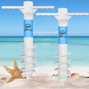 AMMSUN Beach Umbrella Sand Anchor Heavy Duty Outdoor Umbrellas Auger Base | 2 Pack, with 5 Spiral Screw, Safe Umbrella Holder Stand Ideal for Strong Winds White, Universal & One Size Fits Most(White 2 pcs)