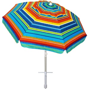 AMMSUN Beach Umbrellas for Sand Heavy Duty Wind Portable, 6.5ft | Sand Anchor, UV 50+ Protection, Includes Carry Bag, Push Button Tilt, Lightweight, Easy Setup, Silence Blue(Active Sunfire)