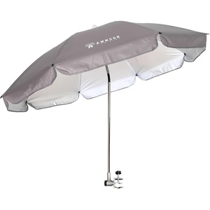 AMMSUN Chair Umbrella with Universal Clamp Adjustable 47 inches and 360° Swivel & UPF 50+ Protection Portable Sun Umbrella, Secure Clip on Camping/Beach Chairs, Stroller, Wheelchair, Golf cart, Lounger, Grey, Large-sized(Grey)