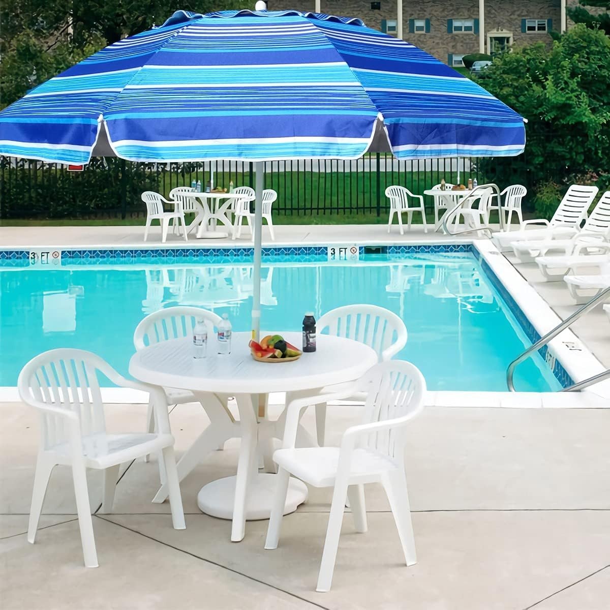 image:imageAMMSUN 65ft Portable Patio Beach Umbrella for Sand with Tilt Air Vent UPF50 Sun Protection Windproof Outdoor Umbrellas with Carry Bag for Patio Beach Garden Pool Backyard Yellow StripesBlue