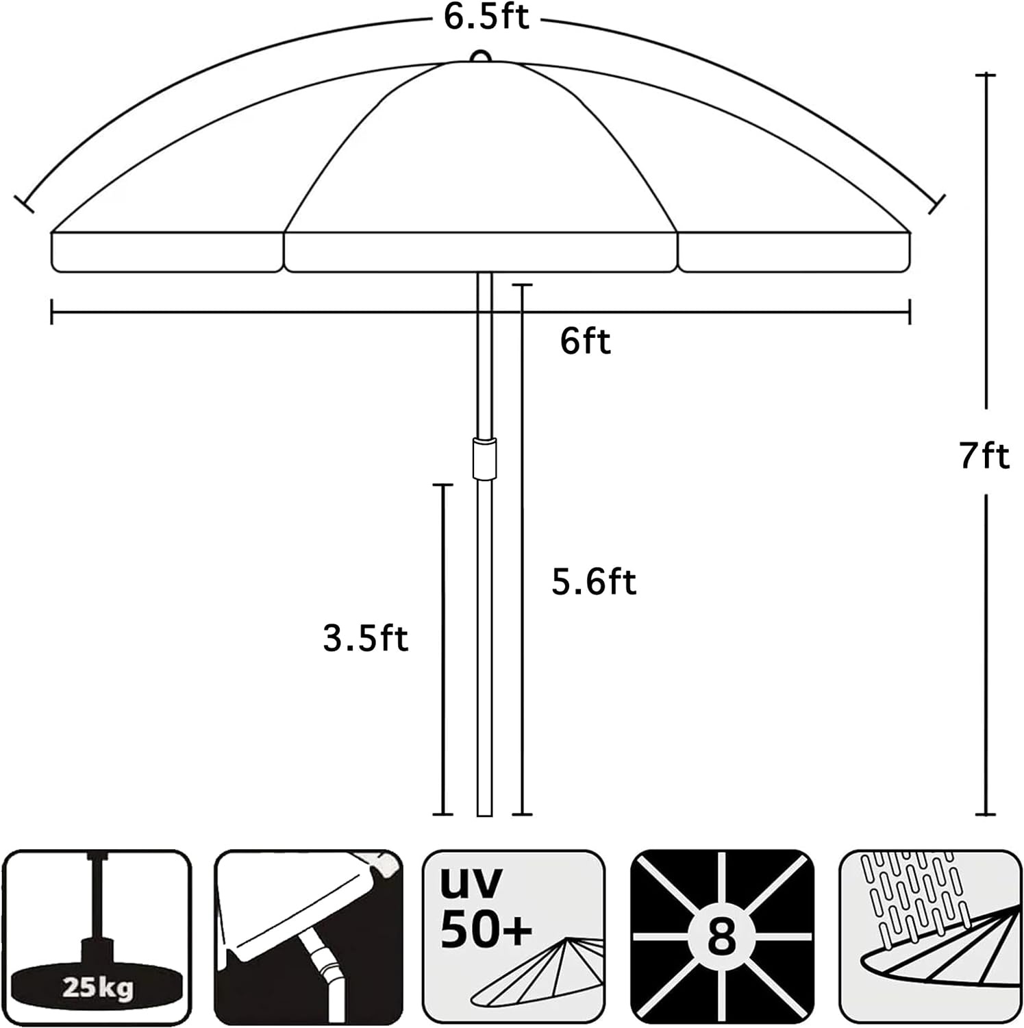 image:imageAMMSUN 65ft Portable Patio Beach Umbrella for Sand with Tilt Air Vent UPF50 Sun Protection Windproof Outdoor Umbrellas with Carry Bag for Patio Beach Garden Pool Backyard Yellow StripesCapri Yellow Stripe