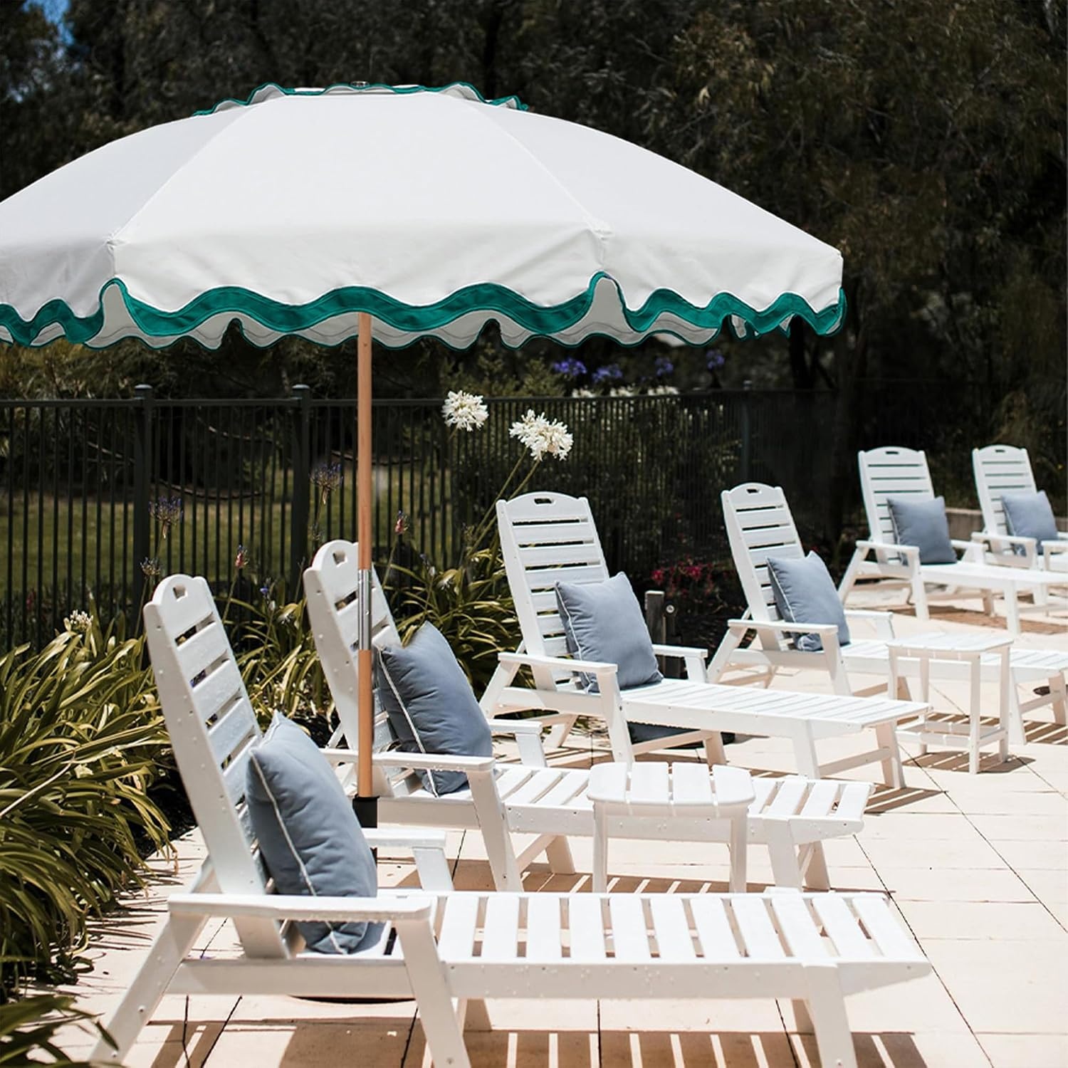 image:imageAMMSUN 78FT Wood Outdoor Patio Umbrella Boho Beach Market Table Umbrella HeavyDuty Frame Natural Ash Wood Pole Durable UPF 50 Sunproof and WaterResistant Canvas Air Vent Carry Bag IncludedRivulet Green