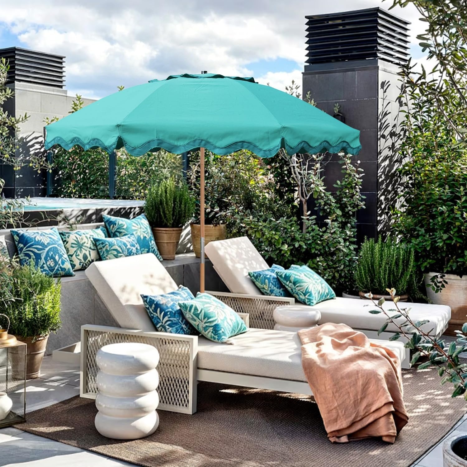 image:imageAMMSUN 78FT Wood Outdoor Patio Umbrella Boho Beach Market Table Umbrella HeavyDuty Frame Natural Ash Wood Pole Durable UPF 50 Sunproof and WaterResistant Canvas Air Vent Carry Bag IncludedEmerald Green