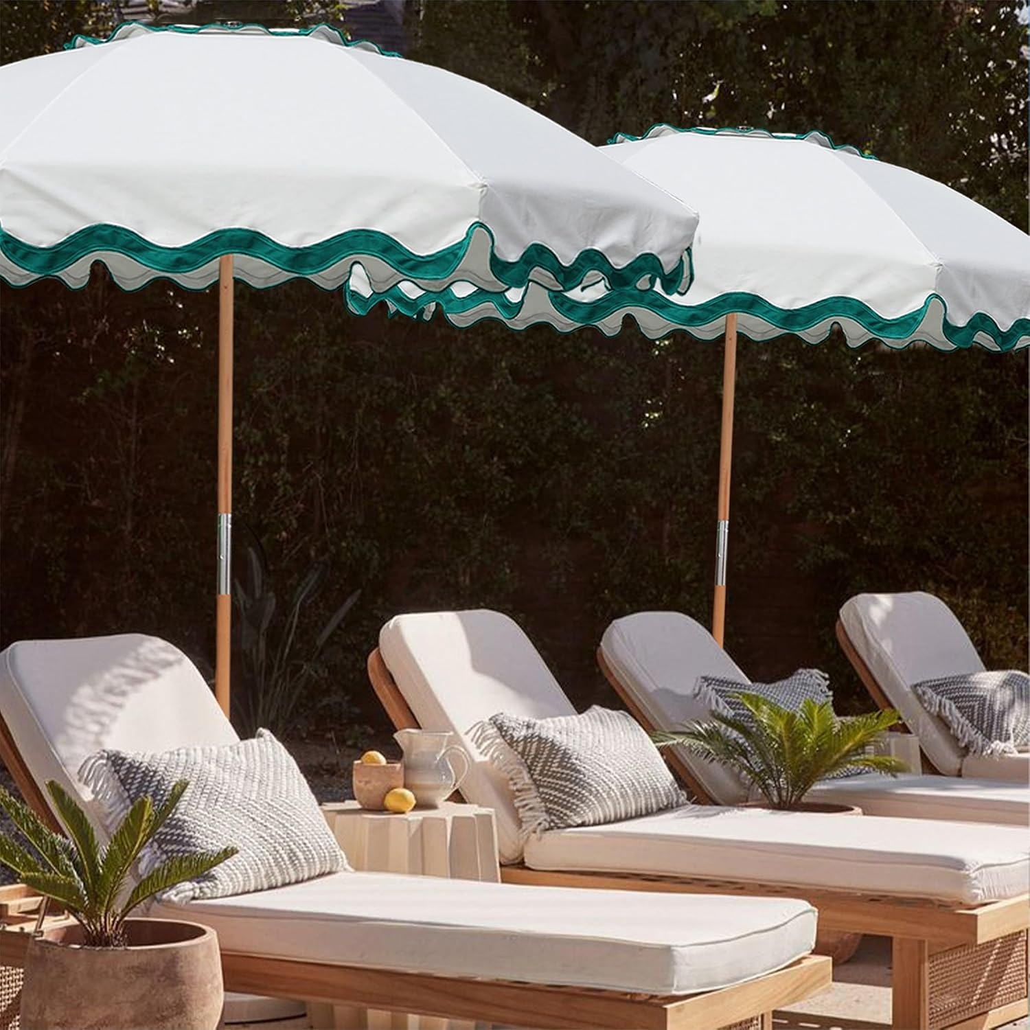 image:imageAMMSUN 78FT Wood Outdoor Patio Umbrella Boho Beach Market Table Umbrella HeavyDuty Frame Natural Ash Wood Pole Durable UPF 50 Sunproof and WaterResistant Canvas Air Vent Carry Bag IncludedRivulet Green