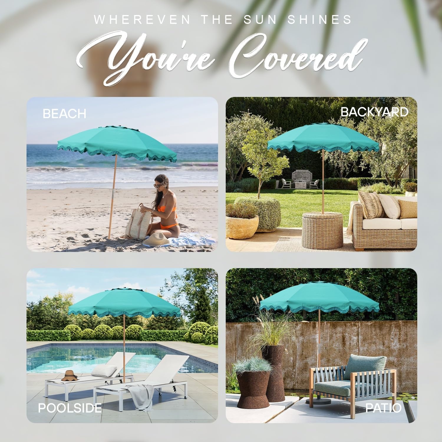 image:imageAMMSUN 78FT Wood Outdoor Patio Umbrella Boho Beach Market Table Umbrella HeavyDuty Frame Natural Ash Wood Pole Durable UPF 50 Sunproof and WaterResistant Canvas Air Vent Carry Bag IncludedEmerald Green