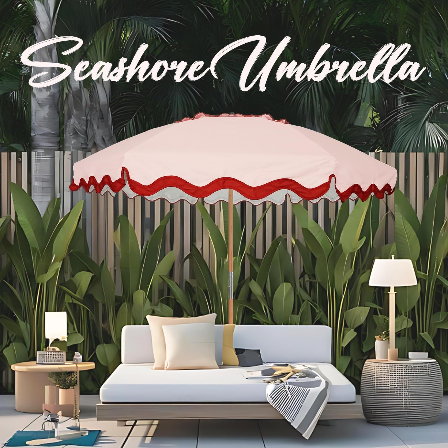 image:imageAMMSUN 78FT Wood Outdoor Patio Umbrella Boho Beach Market Table Umbrella HeavyDuty Frame Natural Ash Wood Pole Durable UPF 50 Sunproof and WaterResistant Canvas Air Vent Carry Bag IncludedBlush Coral