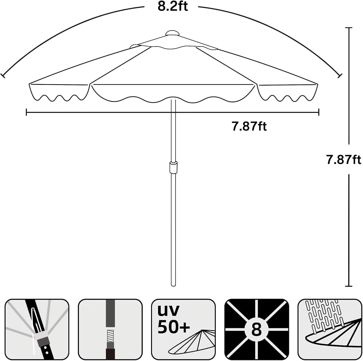 image:imageAMMSUN 82FT Vintage Wood Outdoor Patio Umbrella with a Handy Pulley System Premium Wooden Pole and Ribs HeavyDuty UPF 50 Waterproof Canvas a Smooth Pulley System for Effortless Opening and ClosingLagoon Turquoise