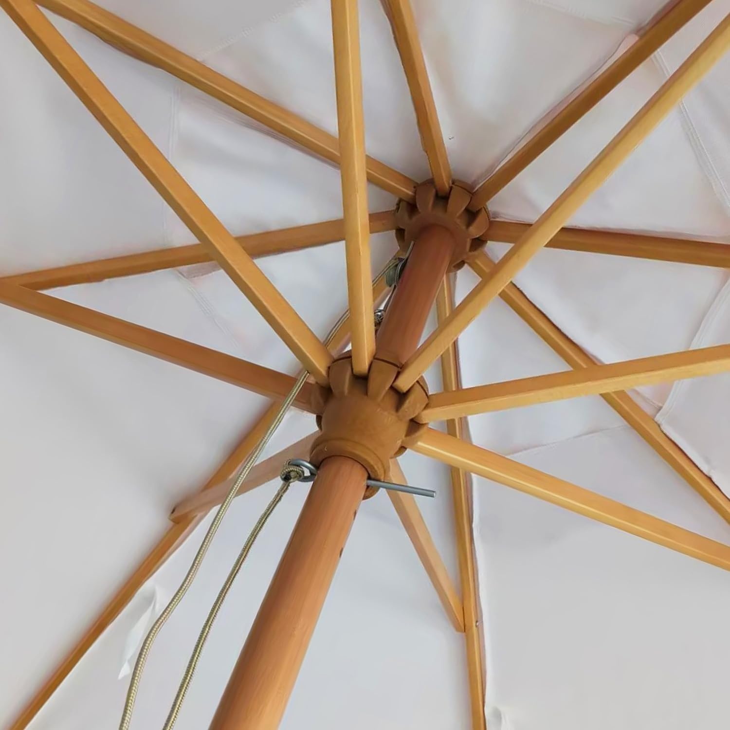 image:imageAMMSUN 82FT Vintage Wood Outdoor Patio Umbrella with a Handy Pulley System Premium Wooden Pole and Ribs HeavyDuty UPF 50 Waterproof Canvas a Smooth Pulley System for Effortless Opening and ClosingPristine White