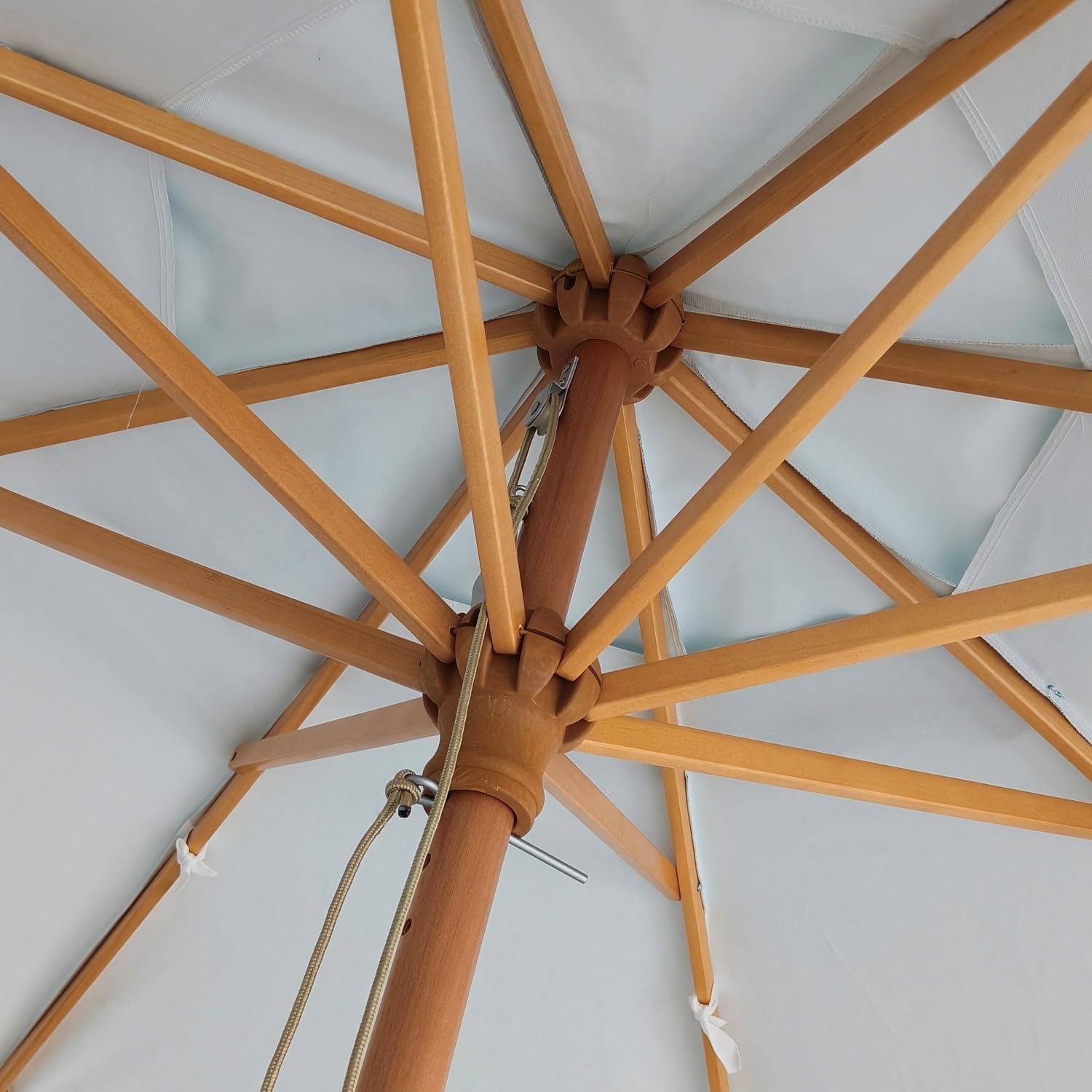 image:imageAMMSUN 82FT Vintage Wood Outdoor Patio Umbrella with a Handy Pulley System Premium Wooden Pole and Ribs HeavyDuty UPF 50 Waterproof Canvas a Smooth Pulley System for Effortless Opening and ClosingLagoon Turquoise