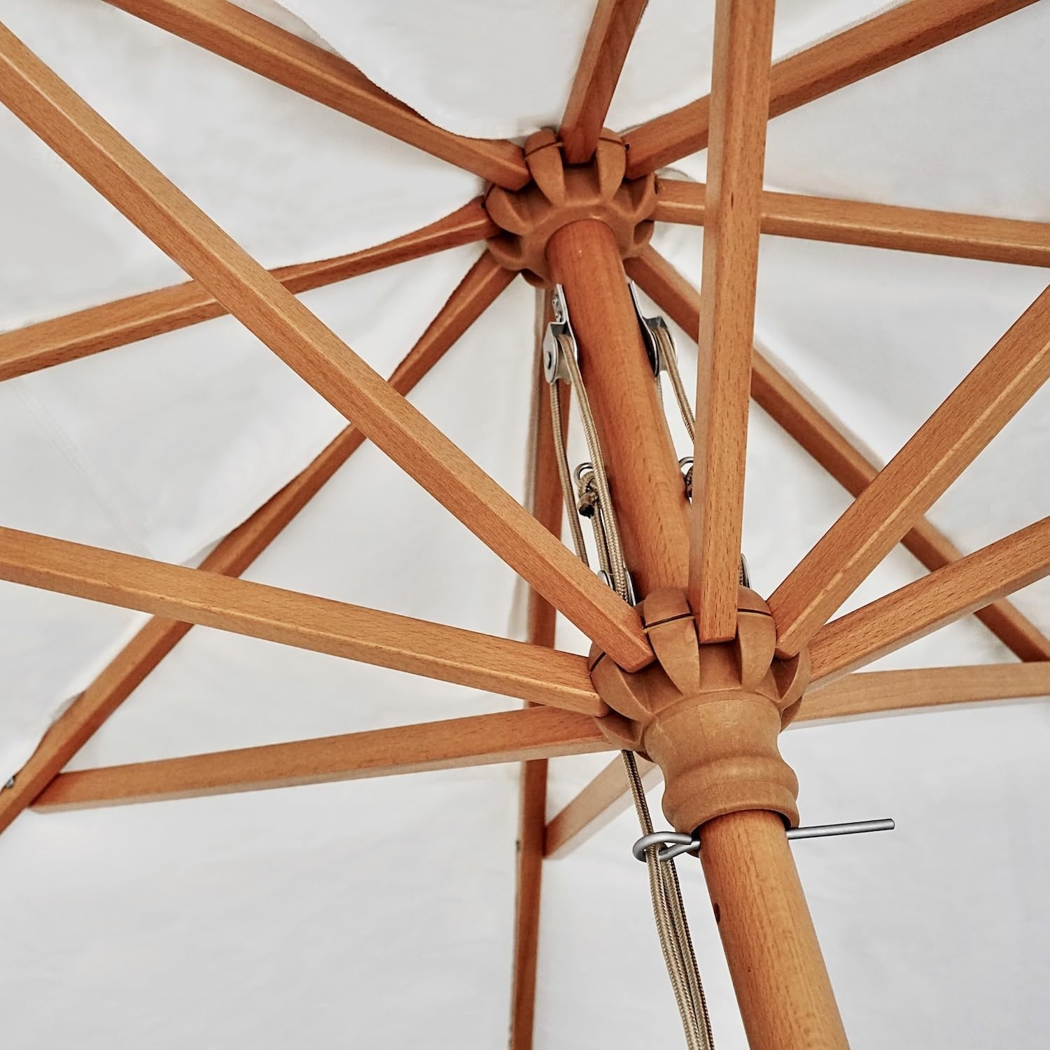 image:imageAMMSUN 85ft Boho Wood Patio Umbrella Market Umbrellas with Pulley Lift Luxury Handcrafted Tassel Heavy Duty Frame with Wood Pole amp Ribs UPF 50 Air VentPremium for Garden Pool Beach EventsNatural White