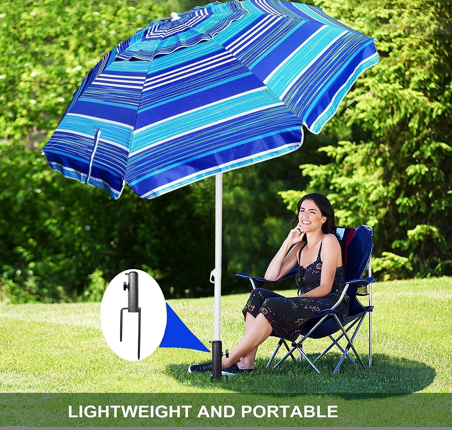 image:imageAMMSUN Adjustable Portable Umbrella Base Upgraded Heavy Duty Metal HolderStandSand Grass Augerfor Flag Umbrella Fishing Rod Outdoor Park Patio Beach Ground Ideal for Use in Soil GrassBlack